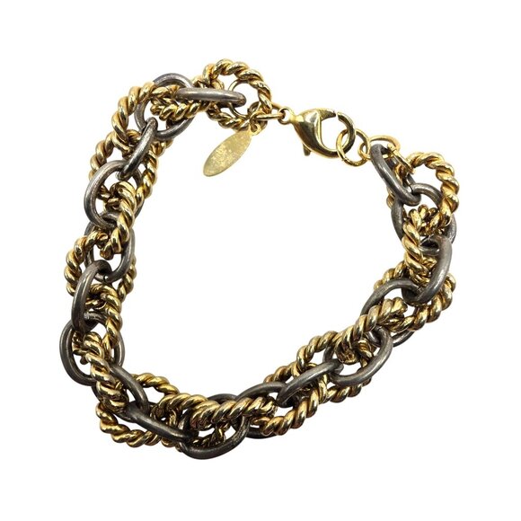 Oscar de la renta bracelet Chunky Two-Tone Chain texture Lobster Clasp - Picture 1 of 4